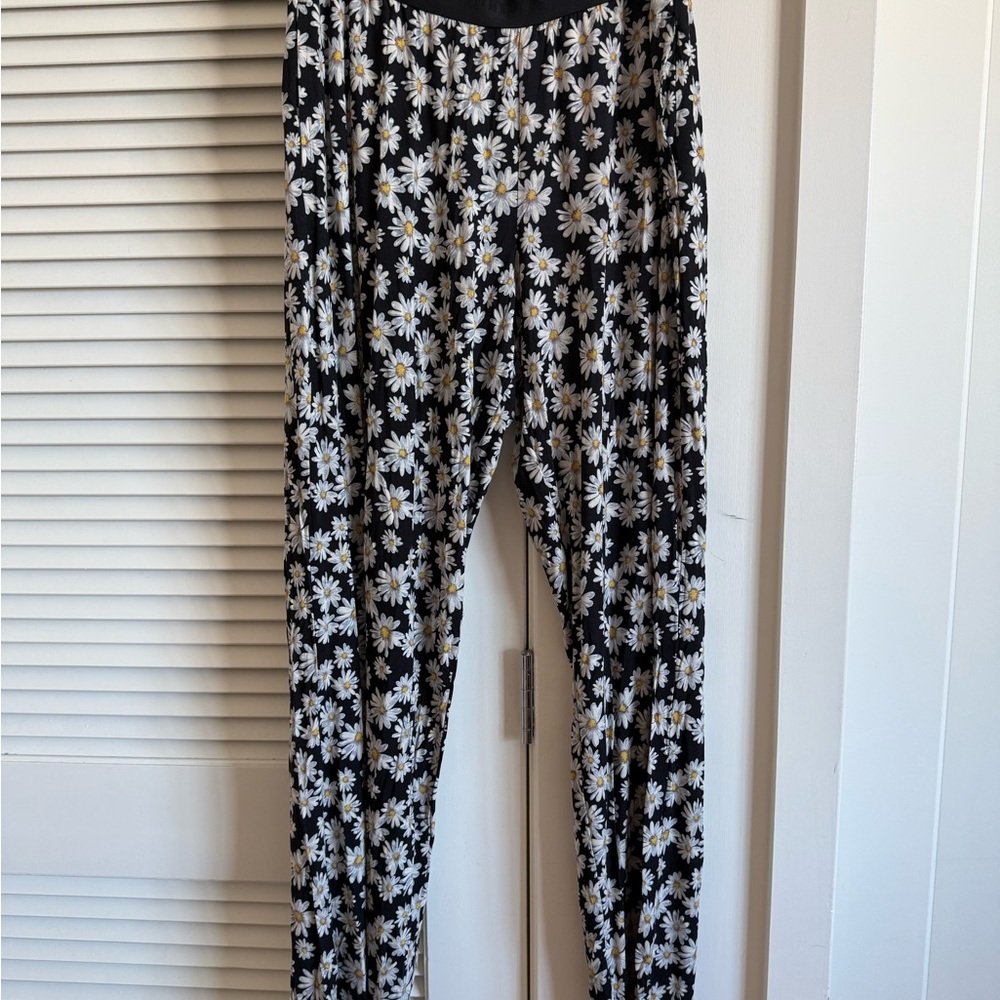 Tommy John Floral Print Black Pants